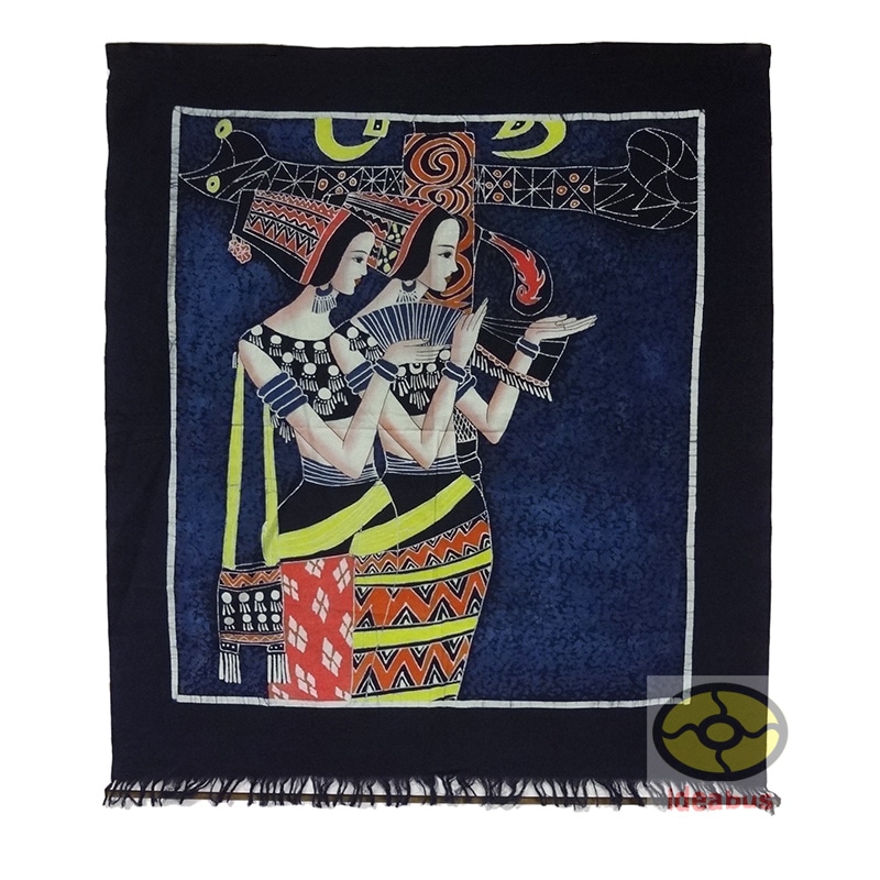 ろうけつ染めの絵Wall Decor Hanging Bright Color Batik Tapestry Curtain Yunnan Jingpo Minority Ethnic Girls