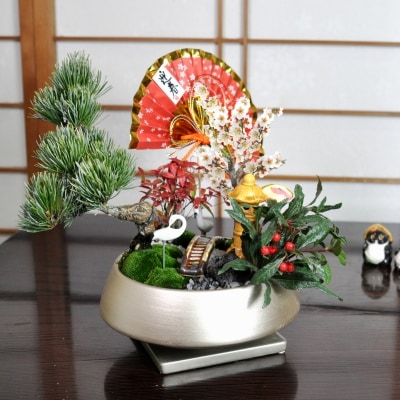 縁起物松竹梅欄間鳥籠(専用) 寒蘭専門店 東洋蘭センター / 京楽焼錦鉢 松竹梅に鶴 縁金 裾広