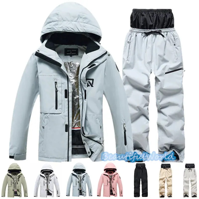 スノーボードウェア上下セットスキーウェアメンズレディースセットアップ男女兼用スノボウェアスノーボードジャケットパンツ撥水防風保温雪遊び暖かいH78