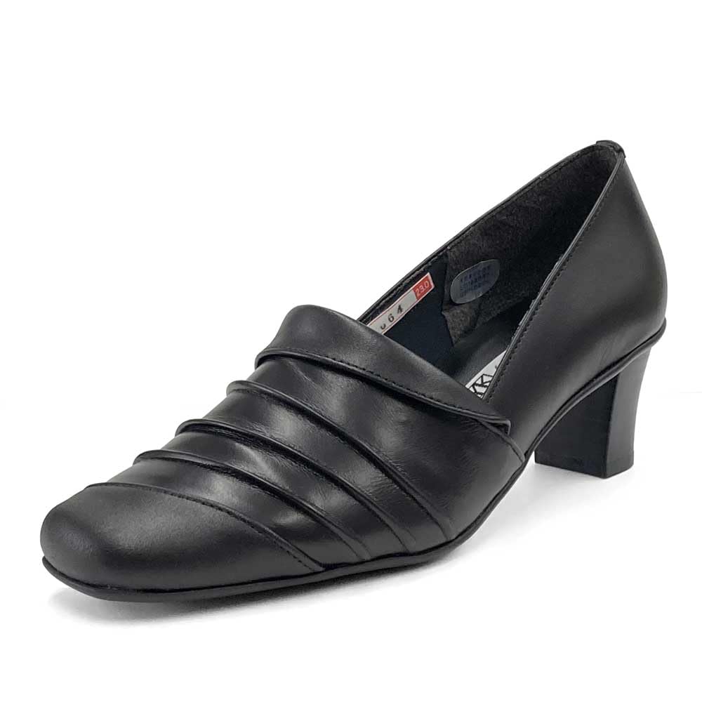 [ユキコキミジマ] 婦人靴 レディースシューズ パンプス シワ加工 エレガント 3E 幅広 レザー 本革 歩きやすい 型番664