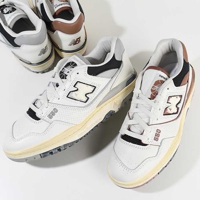 スニーカー シューズ BB550 VINTAGE メンズ ユニセックス グレー ブラウン レザー 厚底ソール