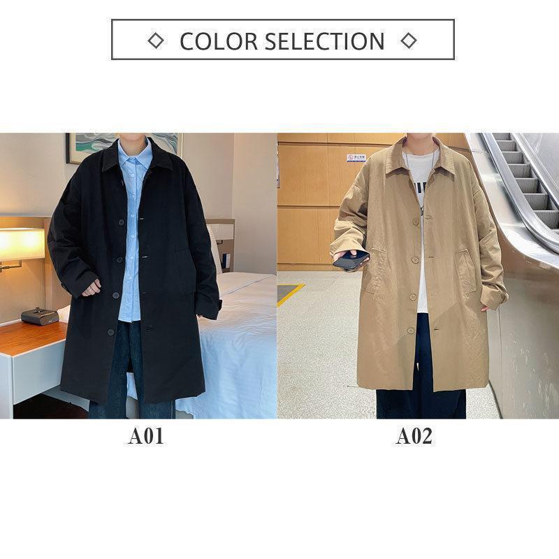 トレンチコート メンズ スプリングコート トップス ジャケット カジュアル ロングコート アウター 通勤 防風 シンプル 薄手