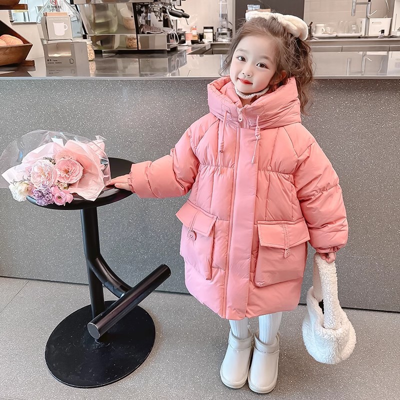 女の子のダウンジャケットミディアム冬の女の子の宝物冬のコート白いアヒルの綿毛の女の子の秋冬の子供服