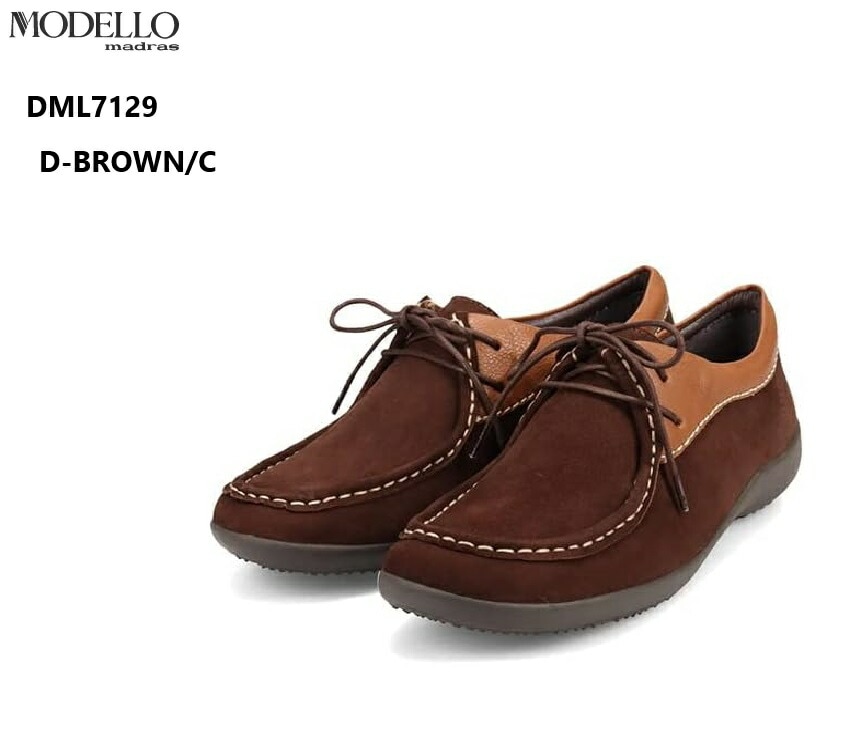 (マドラスモデロ)madras MODELLO DML7129 オブリ―クタイプカジュアルシューズ 日本人の足型にフィット 口周りの異素材コンビがデザインアクセントとして足をキレイに見せてくれます
