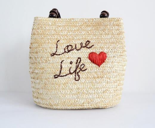 かごバッグ love life 英字 刺繍 ショルダーバッグ 韓国 ファッション 雑貨 かわいい おしゃれ 北欧 送料無料 [K] (T) 6,086円