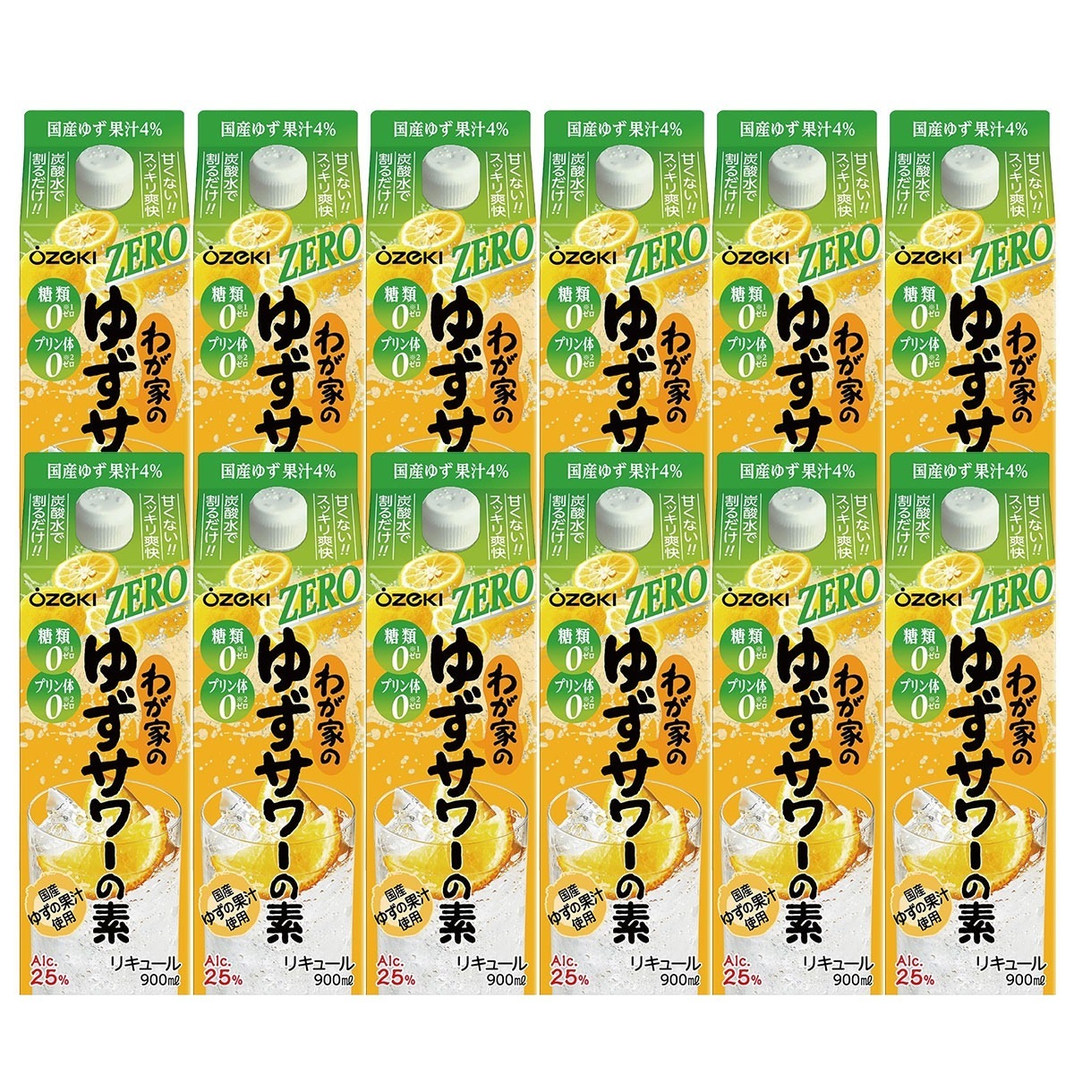 大関 わが家のゆずサワーの素 ZERO 25度 900ml×2ケース/12本