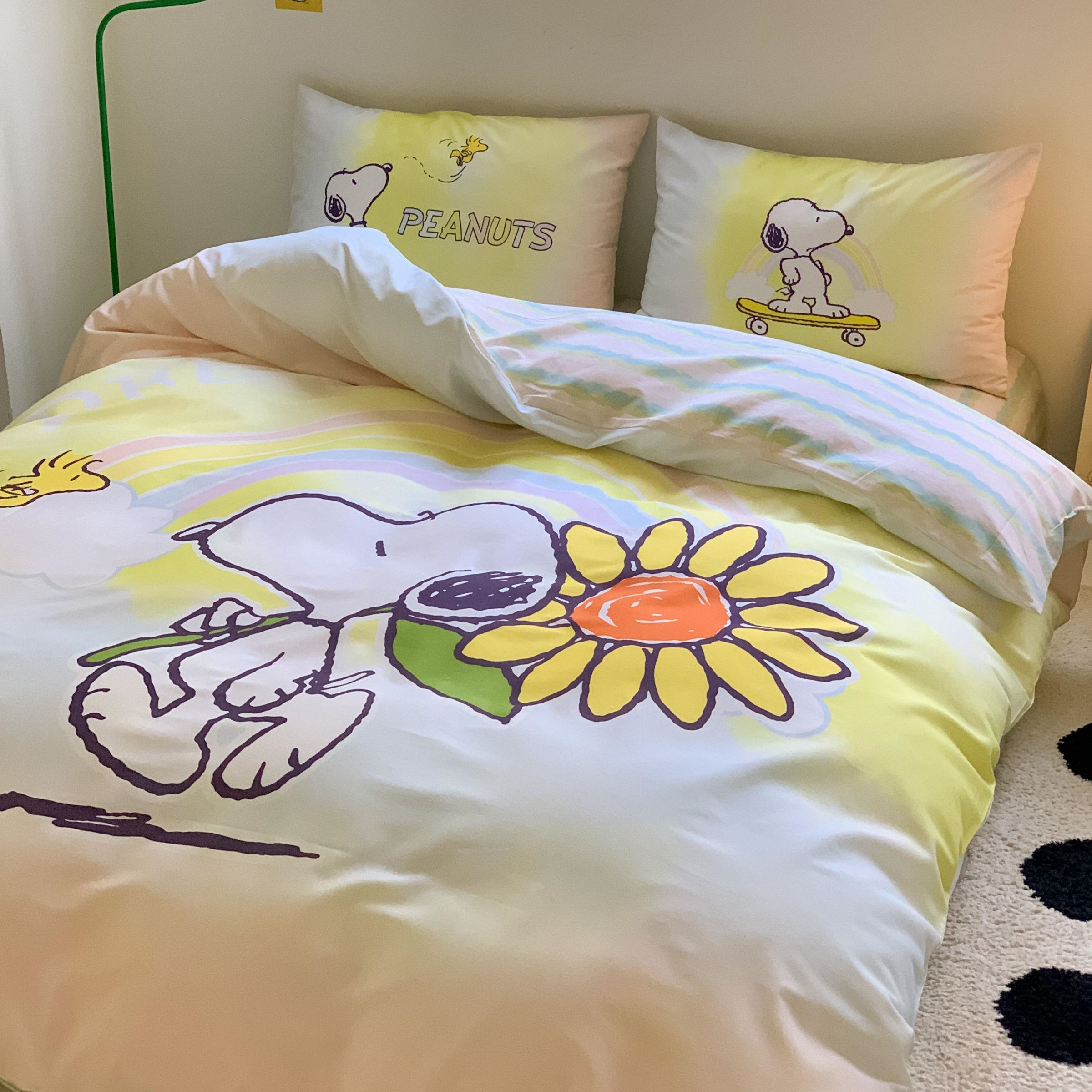 猫日記漫画スヌーピー大阪プリント綿四点セットかわいい綿シーツベッド笠三点セット