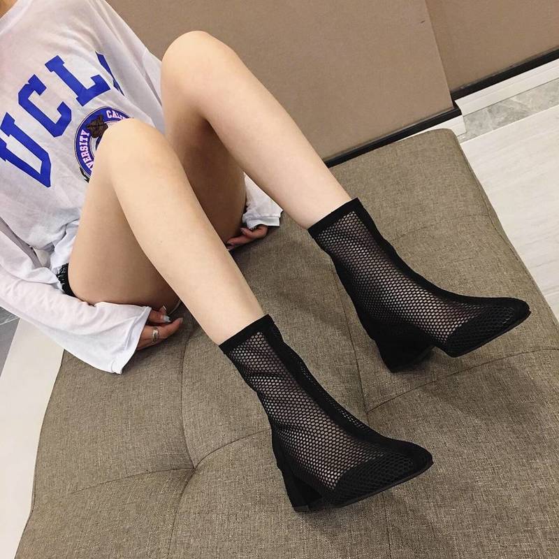 レディース 靴 ブーツ ショート ショートブーツ ブーティー ショート丈 スクエアトゥ シースルー