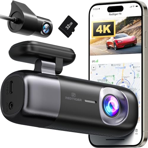 REDTIGER ドライブレコーダー 前後カメラ【4K 360度回転1080P】WIFI GPS F1.5 HDR/WDR搭載 夜間暗視機能 日本語音声提示 駐車監視 小型 ドラレコ【上下左右鏡像反転 12,656円