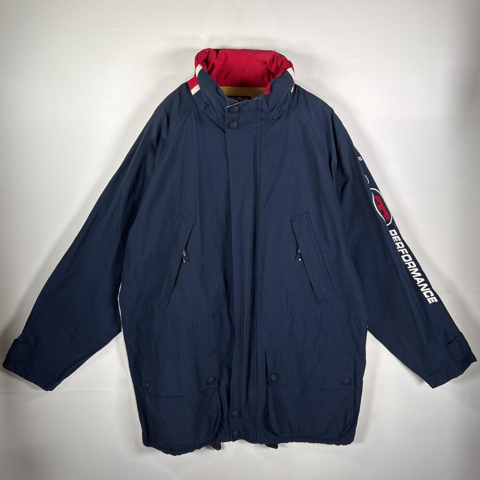 古着 90s/90年代 セーリングジャケット パフォーマンス ビッグ刺繍ロゴ ビッグサイズ XXL ネイビー メンズ