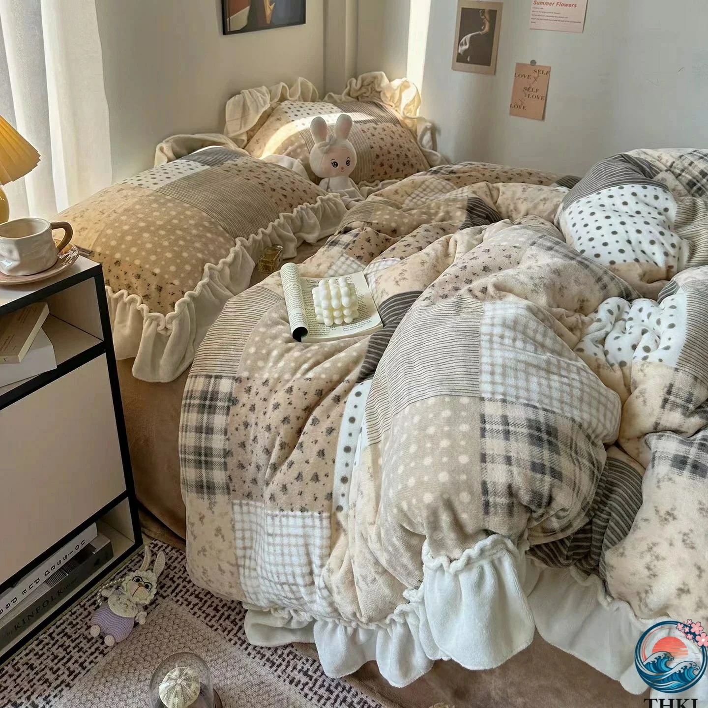 布団カバーセット あったか 冬用 シングル 掛け布団カバー 3点セット 寝具カバーセット 姫系 フリル 可愛い 花柄 チェック おしゃれ 暖かい 防寒対策 フラットシーツ シーツカバー ボックスシーツ