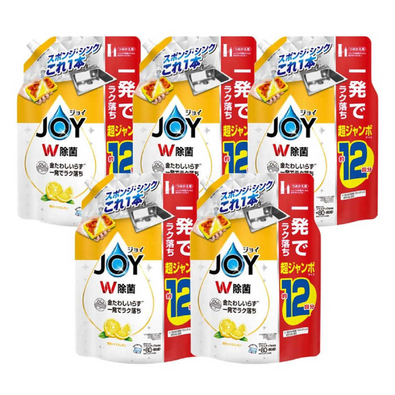 P＆G　(ケース販売) 除菌ジョイコンパクト 贅沢シトラスレモンの香り つめかえ 超ジャンボサイズ 1550ml×5