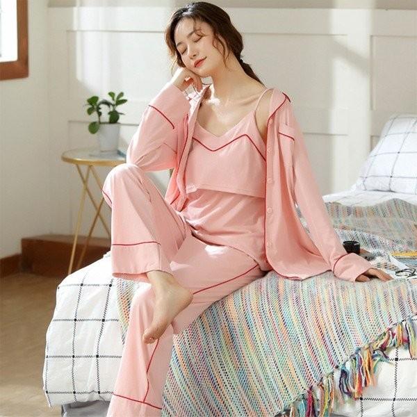 パジャマ ワンピース 七分袖 綿 授乳服 ルームウェア マタニティ マタニティー ベビー 授乳口付き ママ 出産準備 マタニティ 出産祝い ルームウェア
