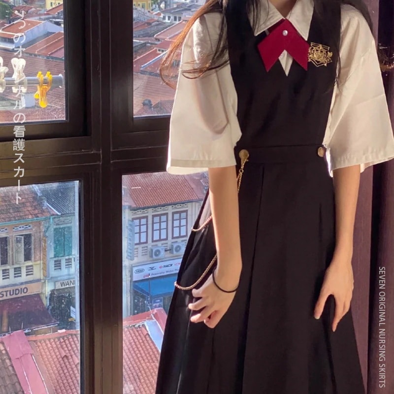 两点セット セーラー服 入学式 スクール 制服 女子高生 高校生　学生服 セットアップスクールスーツ セット Tシャツ サロペット 文化祭 学園祭 キッズセットアップ 子服スーツ ブラウススカート