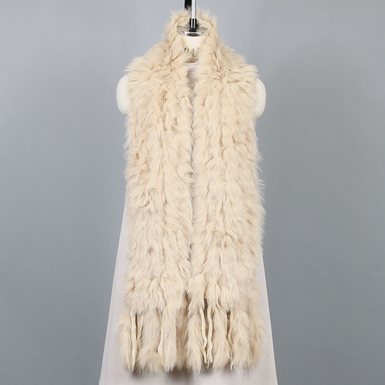 フォックス ファー ニット マフラー ベージュ 送料無料 レディース ギフト プレゼント