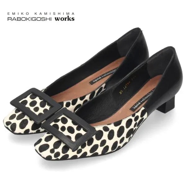 ラボキゴシ ワークス パンプス RABOKIGOSHI works レディース 12786 靴 スクエアトウバックルパンプス 4cm 本革 日本製 20,592円