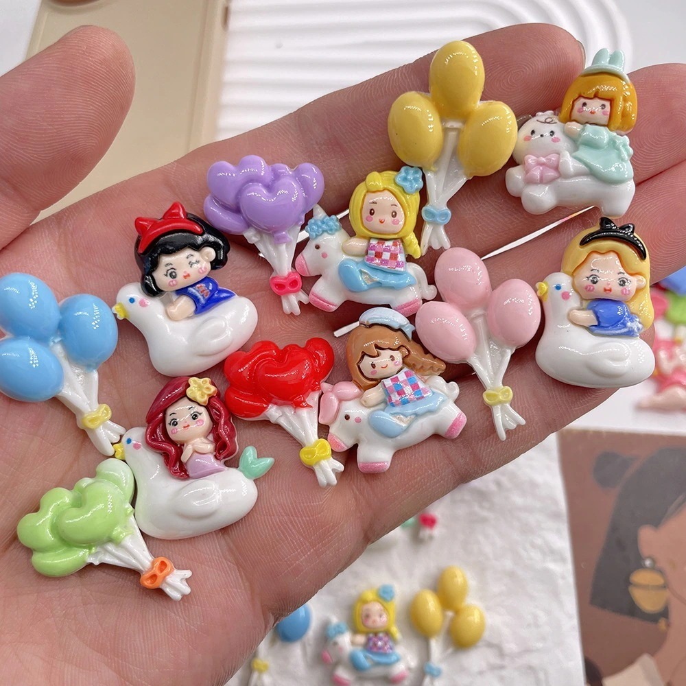 【5粒入】 乗馬プリンセスバルーンセットキャラクター樹脂アクセサリーアクセサリーdiy携帯ケースクリームゴム手作りヘアピンパッチ