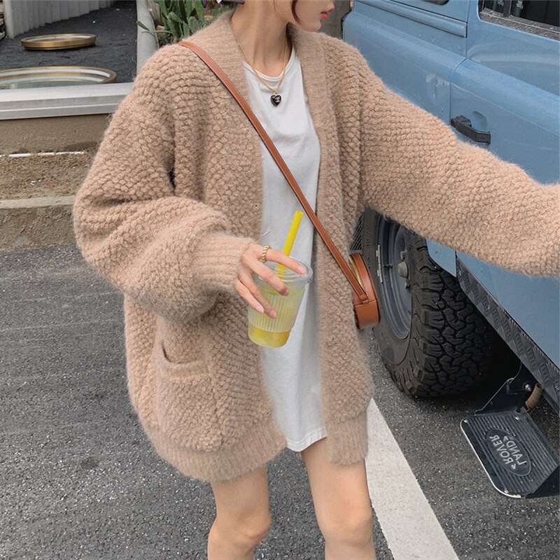 セーター ニット 長袖 レディース トップス 秋冬 アウター デザイン フード付き カーディガン オ
