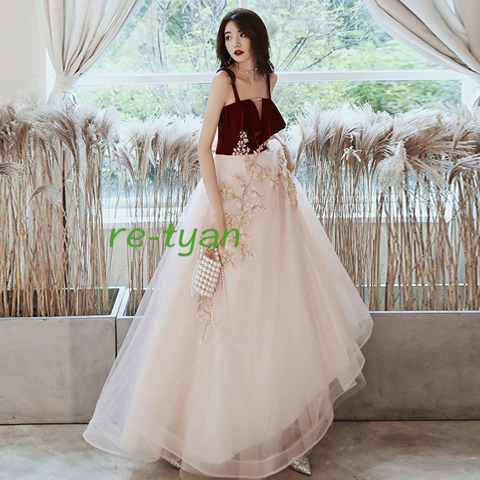 イブニングドレス カラードレス ロングドレス 安いフォーマル チュールドレス 2次会 パーティードレスコンサート Aラインキレイめ20代30代40代 花嫁演奏会 8,072円