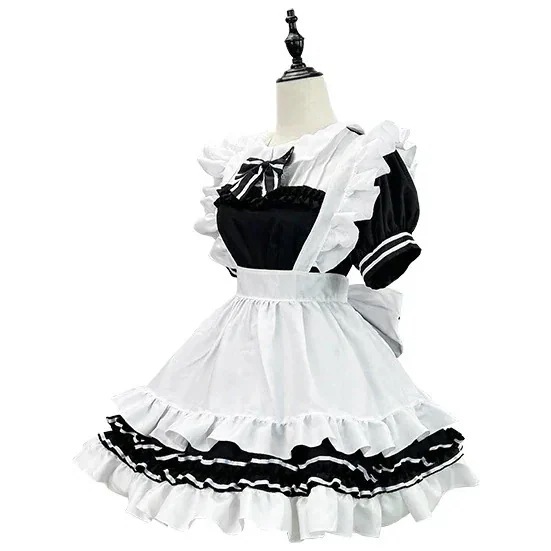 贩売促进 コスチューム メイド服 日系メイド白黒小悪魔lolitaメイド服日常小料理娘コスプレ服