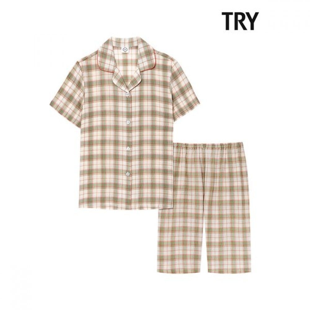 [トライ] レディース半袖リンクルパジャマ J13