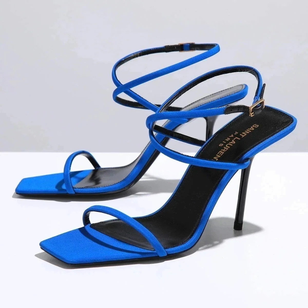 SAINT LAURENT サンローラン サンダル 702683 AAAKY レディース レザー ハイヒール ストラップ スクエアトゥ シューズ 靴 4306/