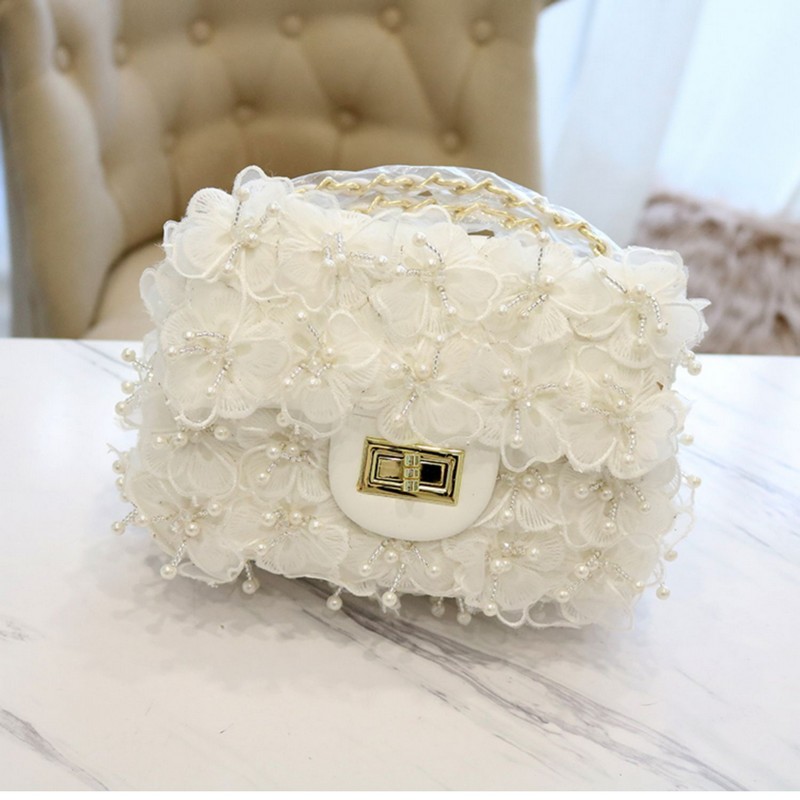 立体フラワーパールチェーンバッグ 全2色【ot0056】