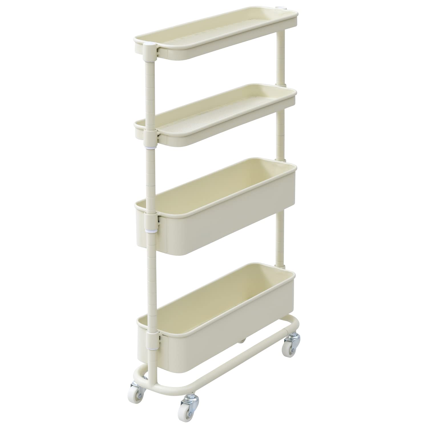 山善(YAMAZEN) ワゴン キャスター付き 隙間収納 スリム 高さ調節可能 全体耐荷重40kg 幅16×奥行49.5×高さ80cm キッチンワゴン 収納ワゴン すき間 組立品 アイボリー LSST