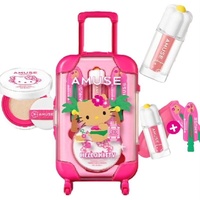 【日焼けキティ】 クイックメイクアップ ミニキャリアセット/（ワーム/クール）（ミニクッション+ミニティント+ヘアピン2種） / 韓国正規品