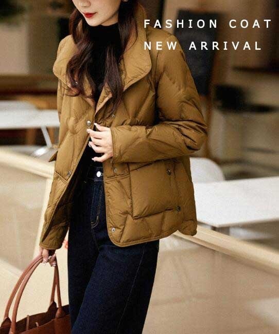 新品推奨素材の恵みお洒落 ３色 高級感 ゆったり 軽量 レディース ダウンコート ショート丈 暖かい 着痩せ 折り襟 ジッパー フードなし 無地 20代 30代 40代 ダックダウン 冬 WARM 通 4,186円
