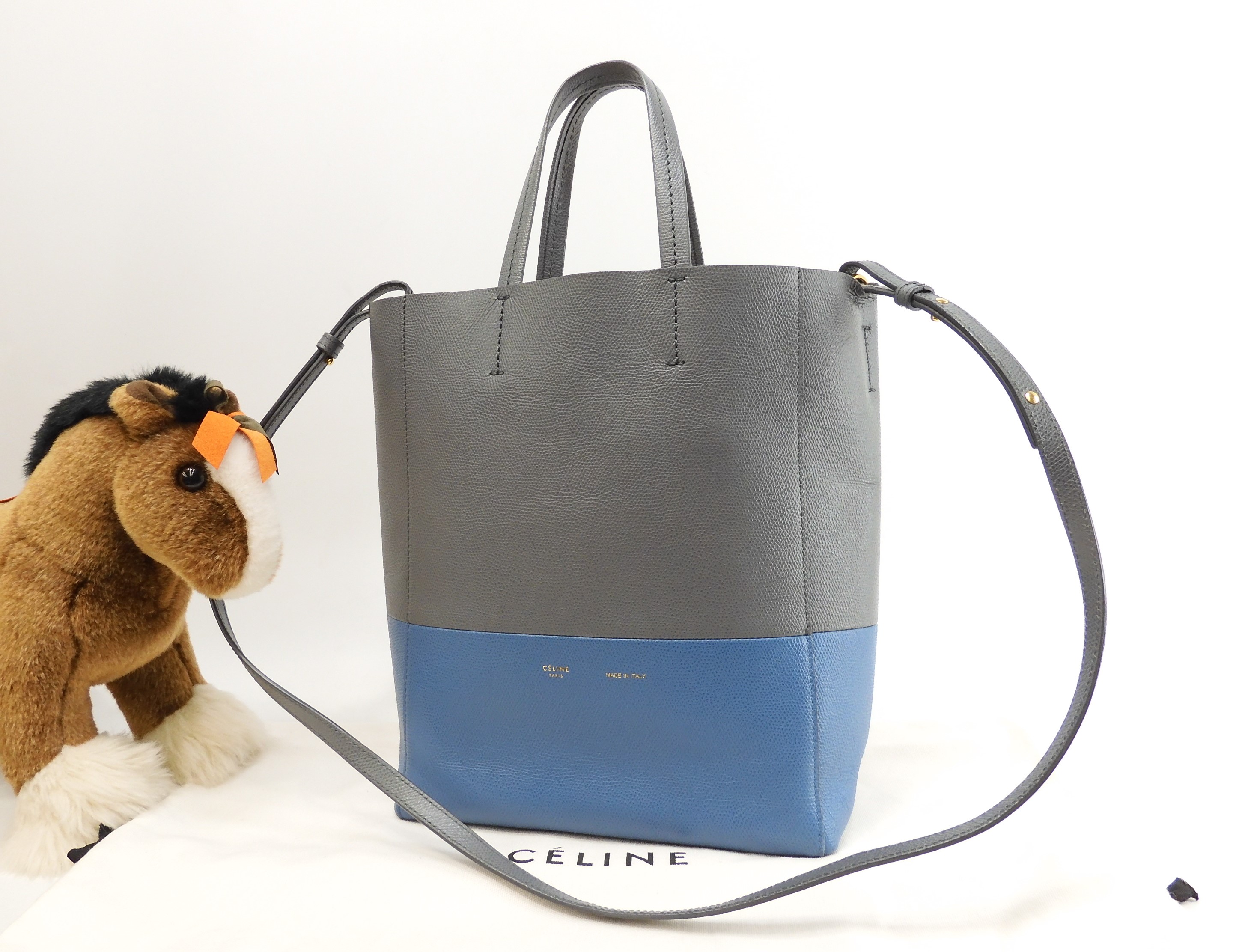 カバスモール レザー 灰青 ポシェット トートバッグ ハンドバッグ@U-CU-1107