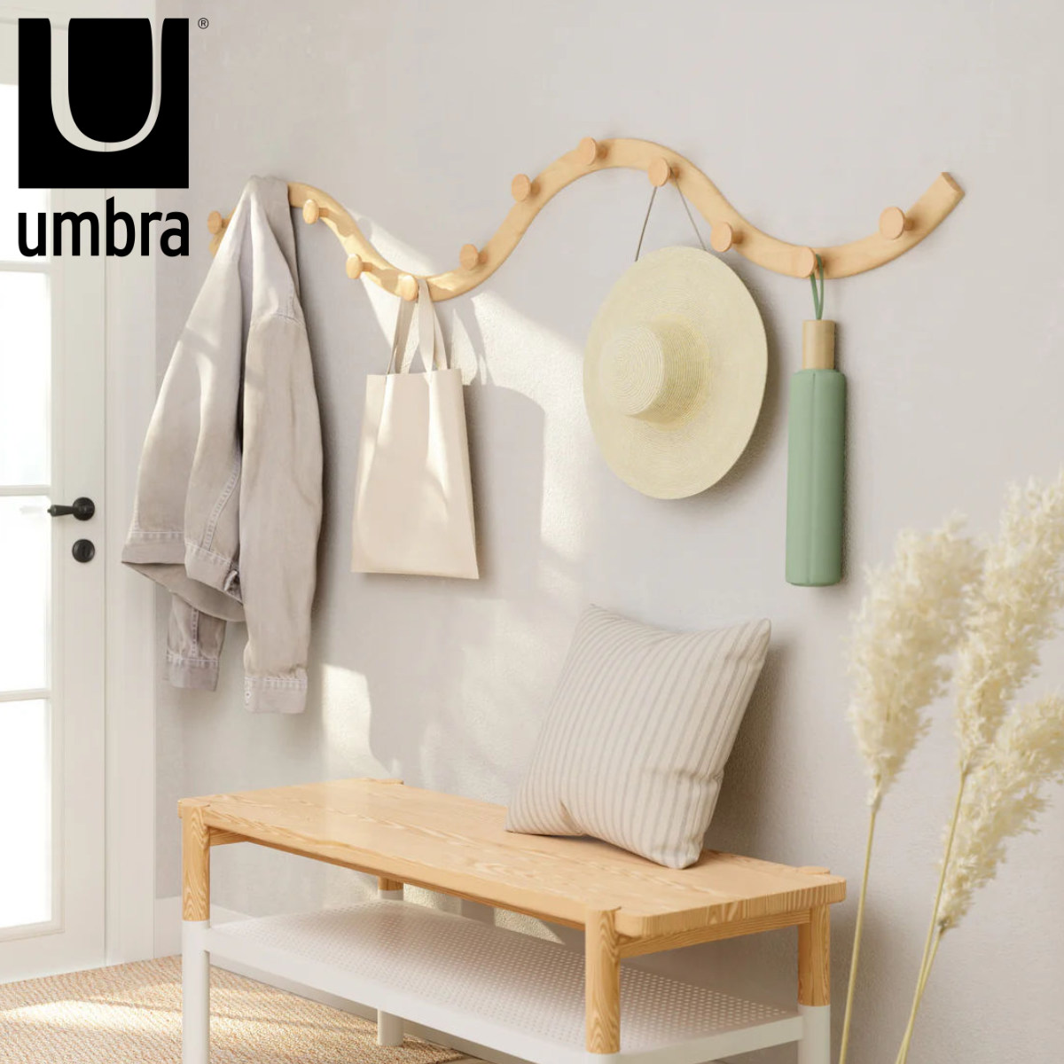 フック umbra アンブラ スリンカ 壁 木製 壁掛け 壁面収納 壁掛けフック ウォールフック リビング 玄関 収納 ハンガーフック コートハンガー おしゃれ 見せる収納 カバン 帽子