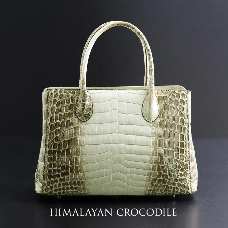 ヒマラヤクロコダイルレザーハンドバッグシャイニング加工