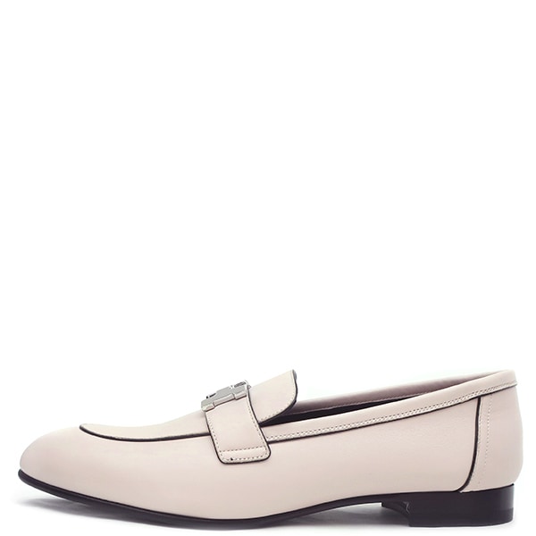 エルメス HERMES ローファー モカシン パリ カーフ ローズペタル #38.5 シルバー金具 H金具 新品 未使用 H221004Z 【箱】【中古】