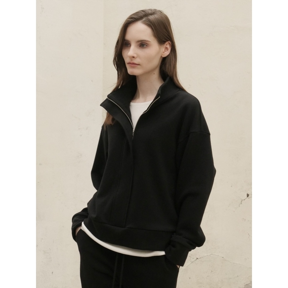 ACUD テリージップアップスウェットシャツブラック