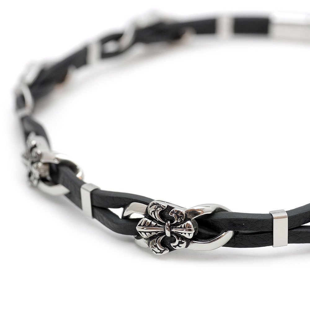 [シルバーワン] レザー フレア チョーカー 黒 革紐 ネックレス メンズ ra [ブラック スライド マグネットロック 本革][幅10mm 長さ45cm]