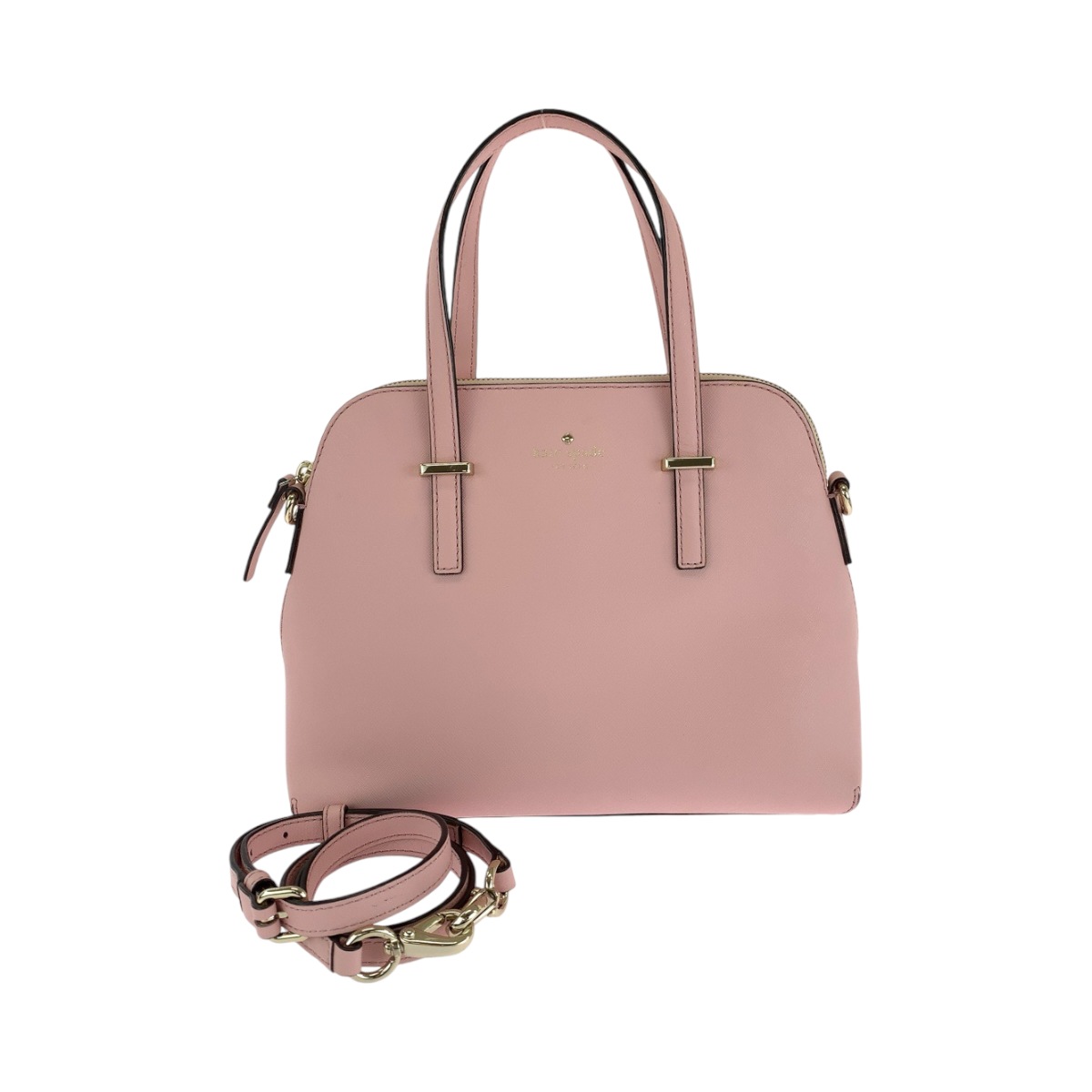 美品 ピンク ゴールド金具 レザー ショルダーバッグ ハンドバッグ 2way レディース 410093