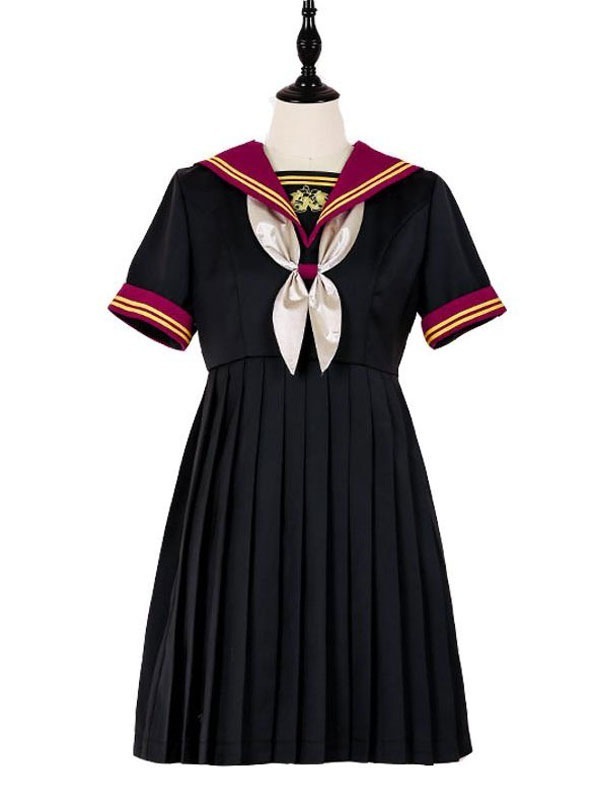 【短納期】美少女戦士セーラースタイルロリータOPドレスブラック刺繍弓ロリータワンピースドレス