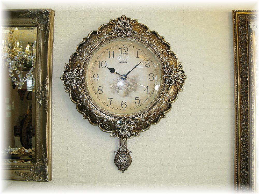 送料無料！超激安販売新品アンティーク調薔薇モチーフ壁掛け振り子時計アンティーク/げきやす時計/壁掛け/アンティーク/激安/おしゃれ/げきやす/