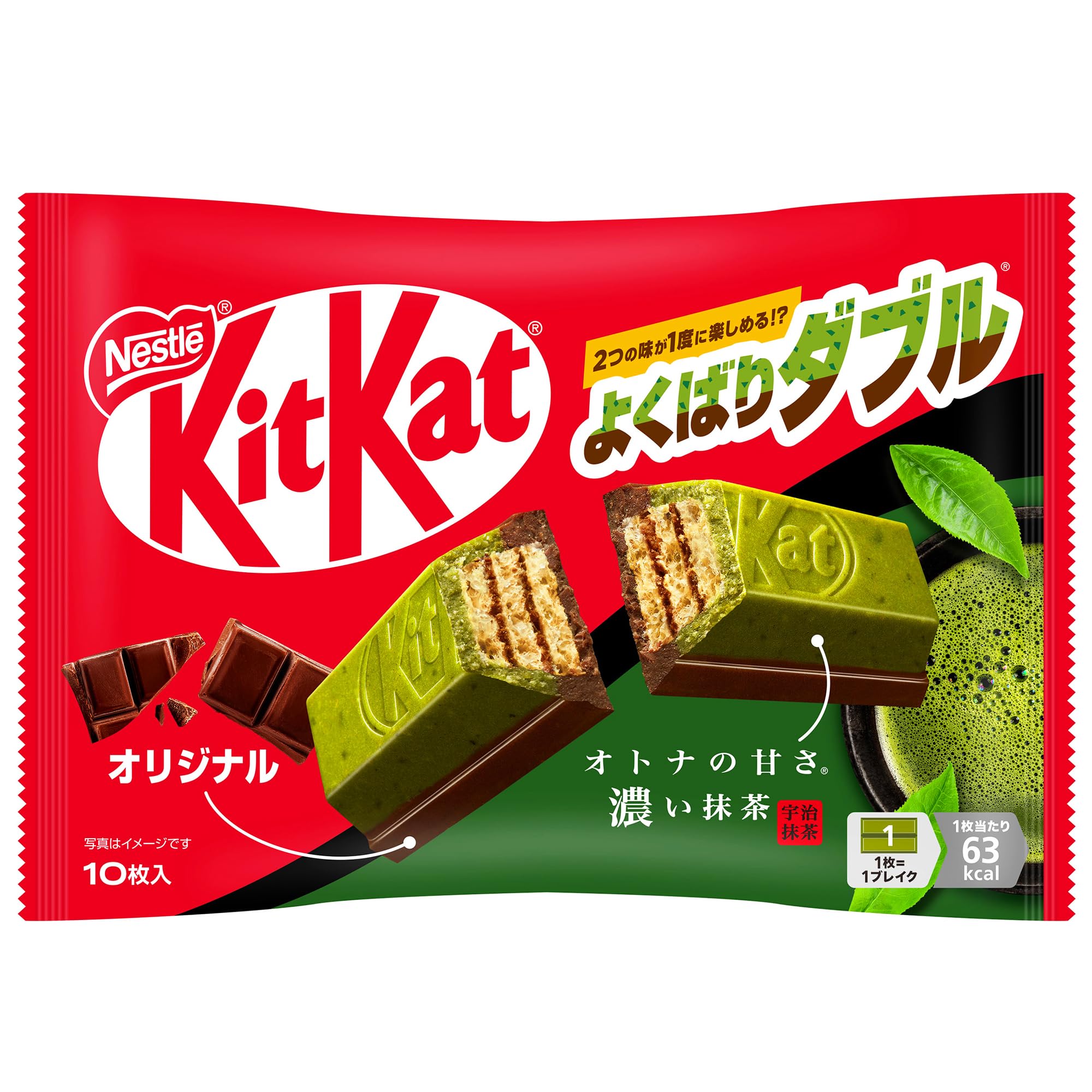 キットカットよくばりダブル オトナの甘さ 濃い抹茶 & オリジナル10枚×12袋,チョコレート
