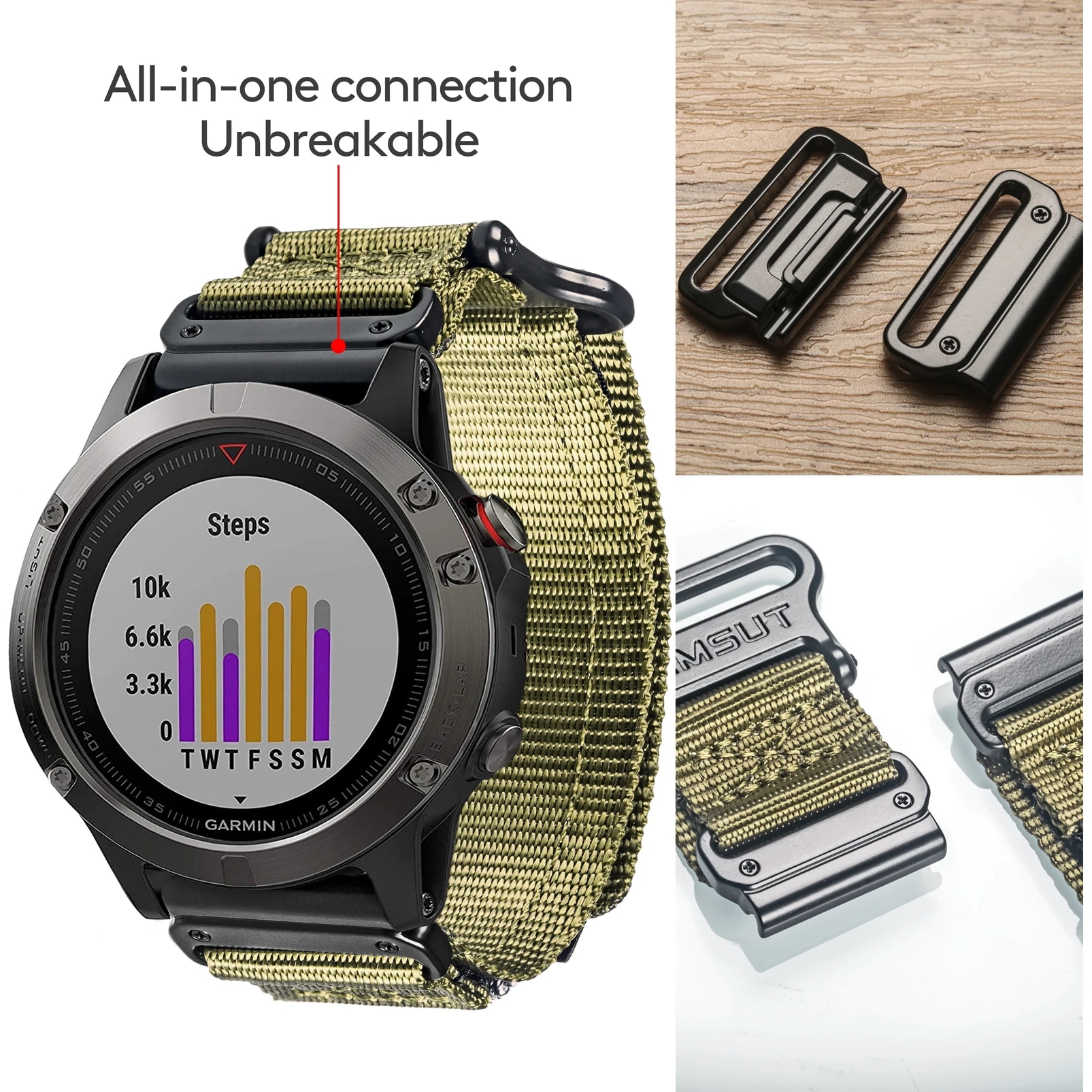 Easyfitミリタリーガーミン-fenix forerunner 20 22 26用の超頑丈なナイロンストラップ織りデザインのウォレットバンド腕時計用ケア・修理用品