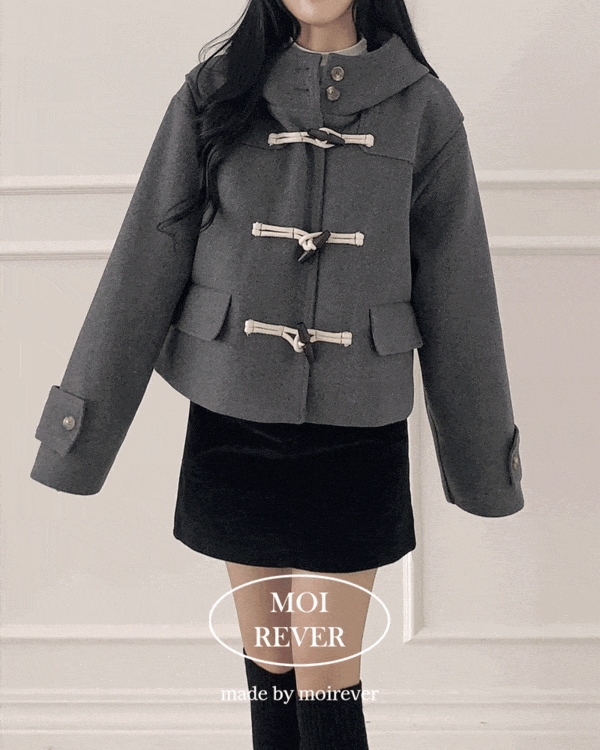 [MADE/ウール50%+キルティング裏地/韓国制作] パイ パーカー トッポッキ ダッフル ショートコート(3 colors)