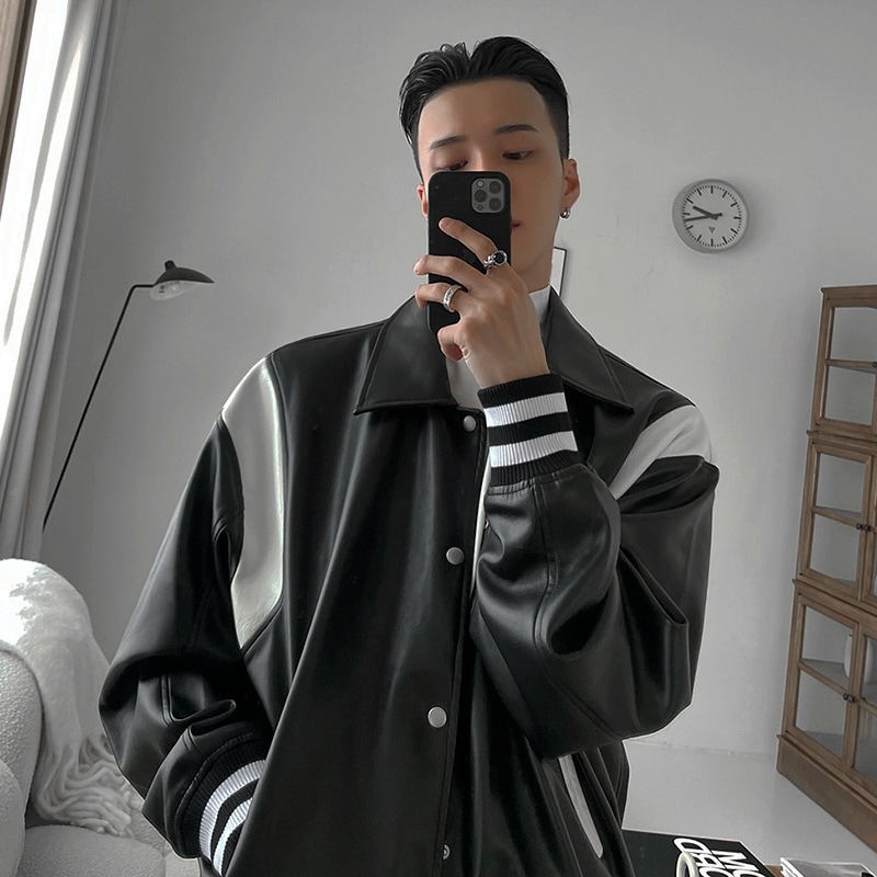 レザージャケットのメンズ野球アパレル2022春新作トレンドジャケット韓国版ルーズカジュアルトップス