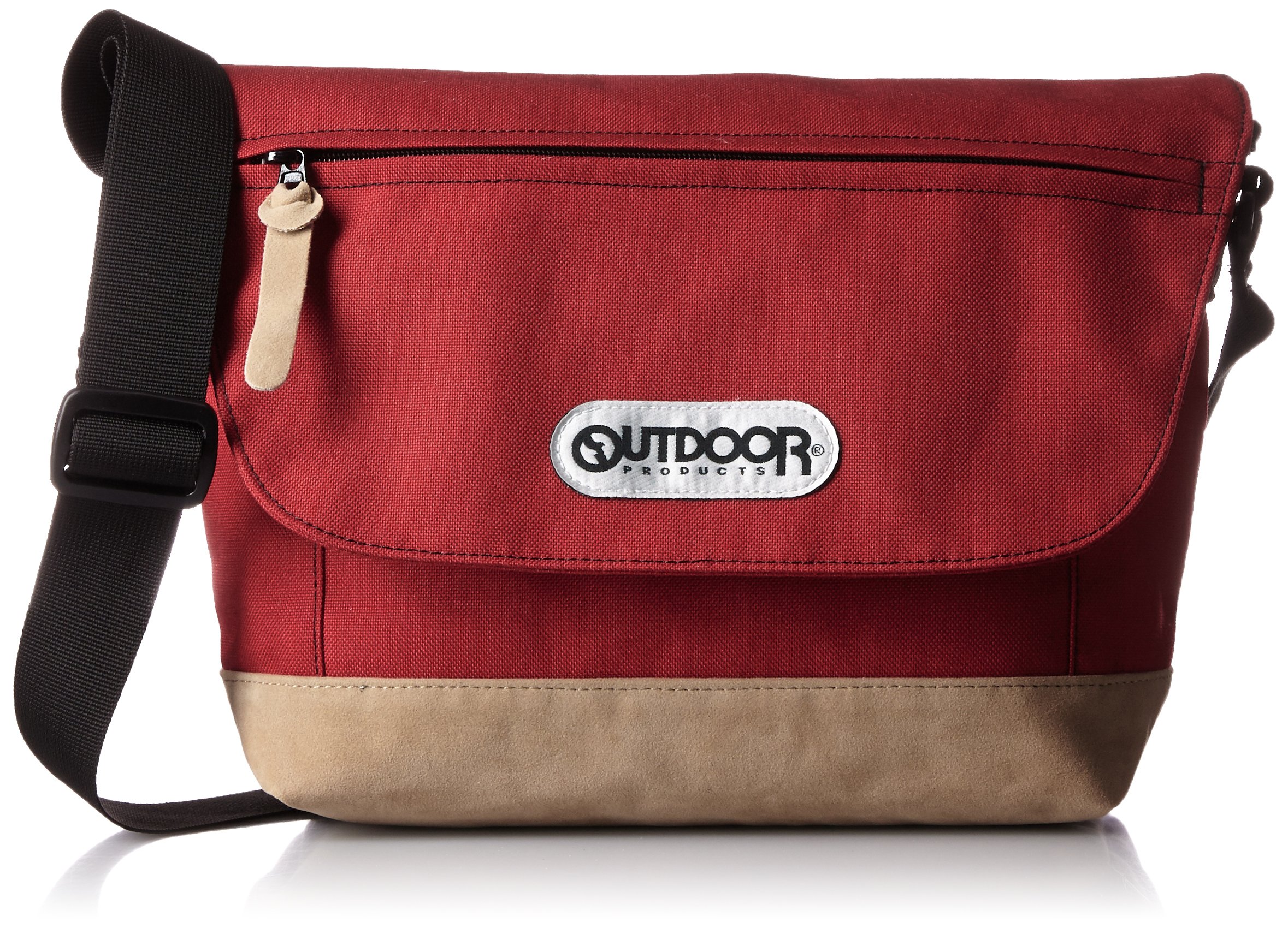 [アウトドアプロダクツ] ショルダーバッグ クラシック ミニ フラップ ナイロン スウェード合皮 レッド