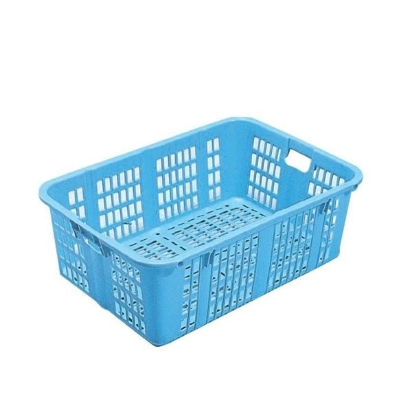 5個セットプラスケット/網目ボックス No.1100 金具なし ブルー スタッキング金具使用時：段積み可