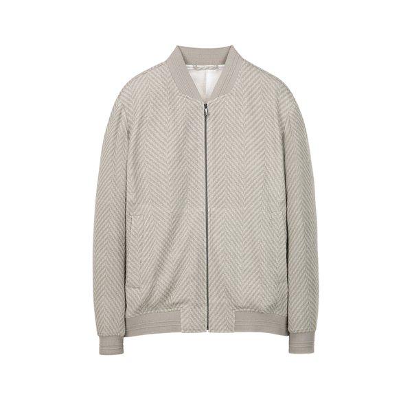 [26SS] [MARZOTTO] ベージュ ウール混 ヘリンボーン ジャンパー DMJU6B073I2