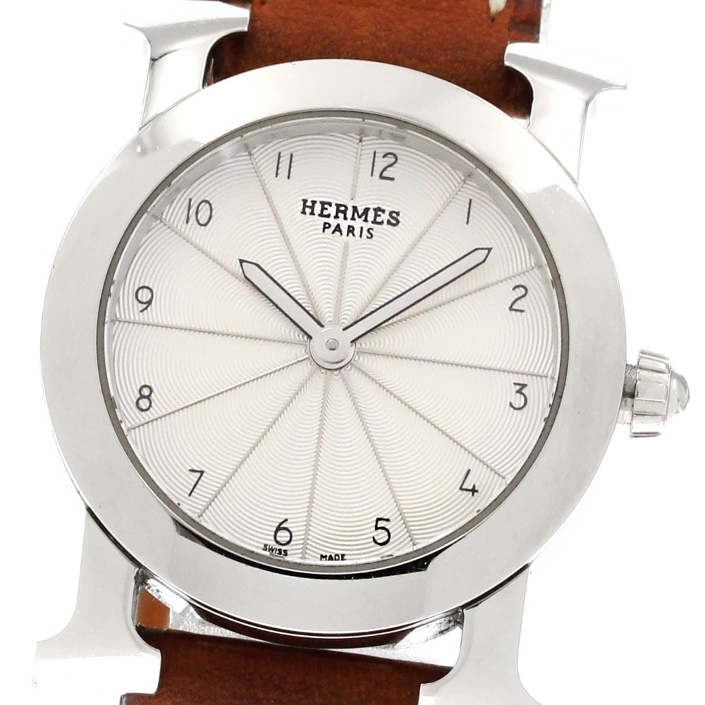エルメス HERMES HR1.210 Hウォッチ ロンド クォーツ レディース 保証書付き_861054【中古】