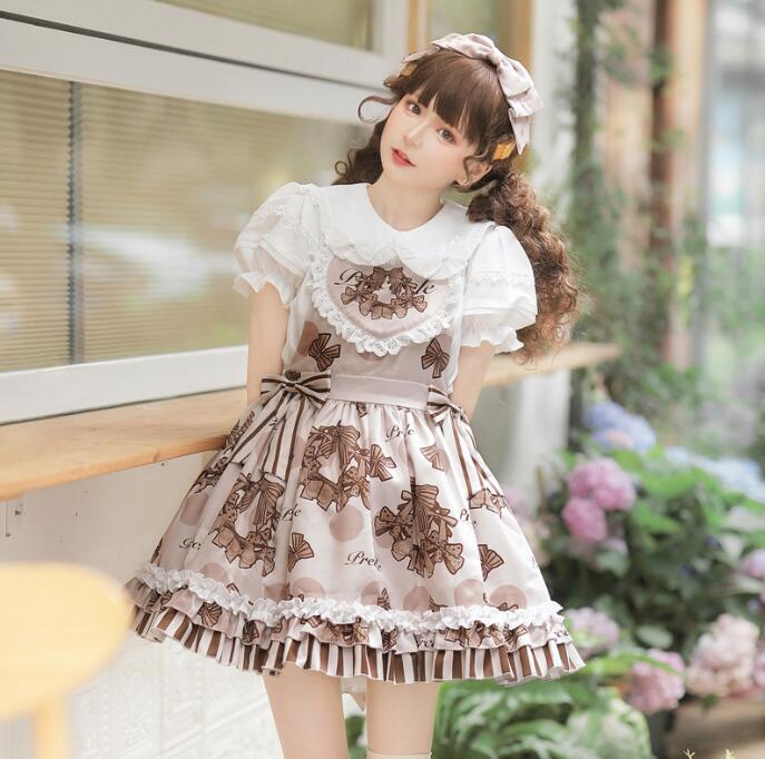 キャミソール ロリータワンピース プリンセスドレス 可愛い ロリータ服 ロリータブラウス 半袖 ブラウス ハロウィン コスプレ衣装 学園祭 文化祭 コスチューム