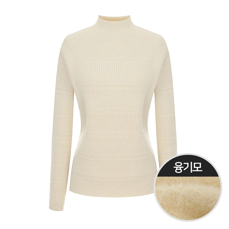 【メガ割 最大20％OFF】【秋冬あったか】裏起毛 ストライプ柄 ハイネックニット レディース 長袖 カジュアルスタイル 7,474円