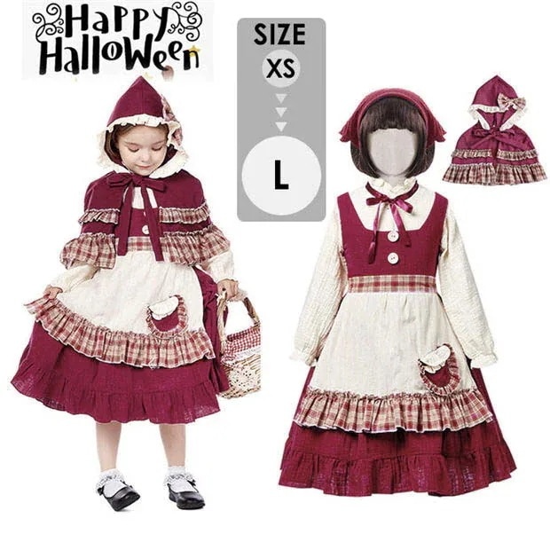 ハロウィン衣装 コスプレ 赤ずきん 仮装 子供衣装 ード 童話 キッズ コスチューム 可愛い かわいい コスプレ 赤頭巾 コスプレ衣装 魔女 巫女 キュート 忘年会 新年会 costume Hal